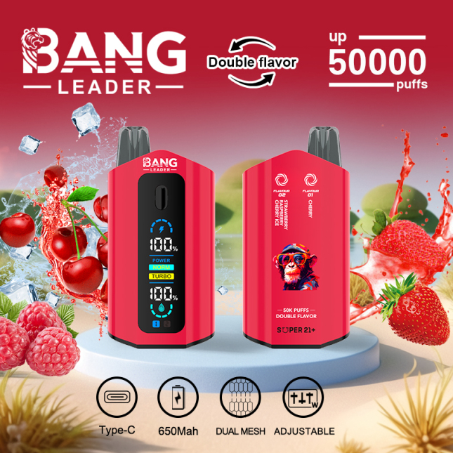 Bang Leader 50K Puffs 2-in-1 Prefilled Vape | Dual Flavor, Adjustable Wattage, Rechargeable